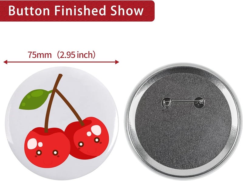 Onemorello 100 Sets Button Maker Supplies, 75mm / 2.95 inch Button Supplies Buttons Parts, (Approx. 3 inch) Metal Blank Badge Parts with Blank Paper for Buttons Maker Machine Pin Maker Press - Image 4